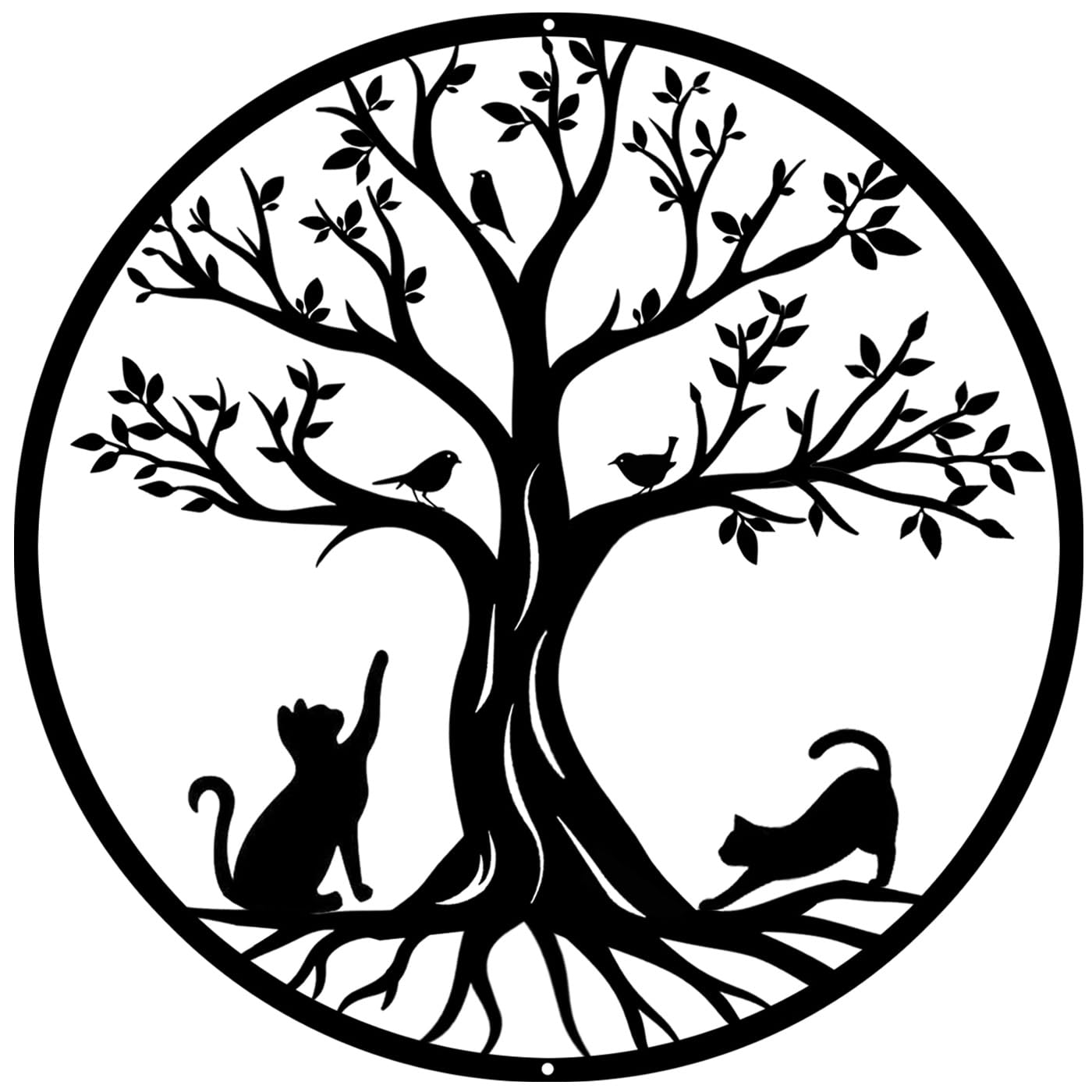 Tree of Life med katter – dekorativ veggornament