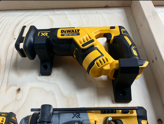 Wall mount compatible with DeWalt reciprocating saw