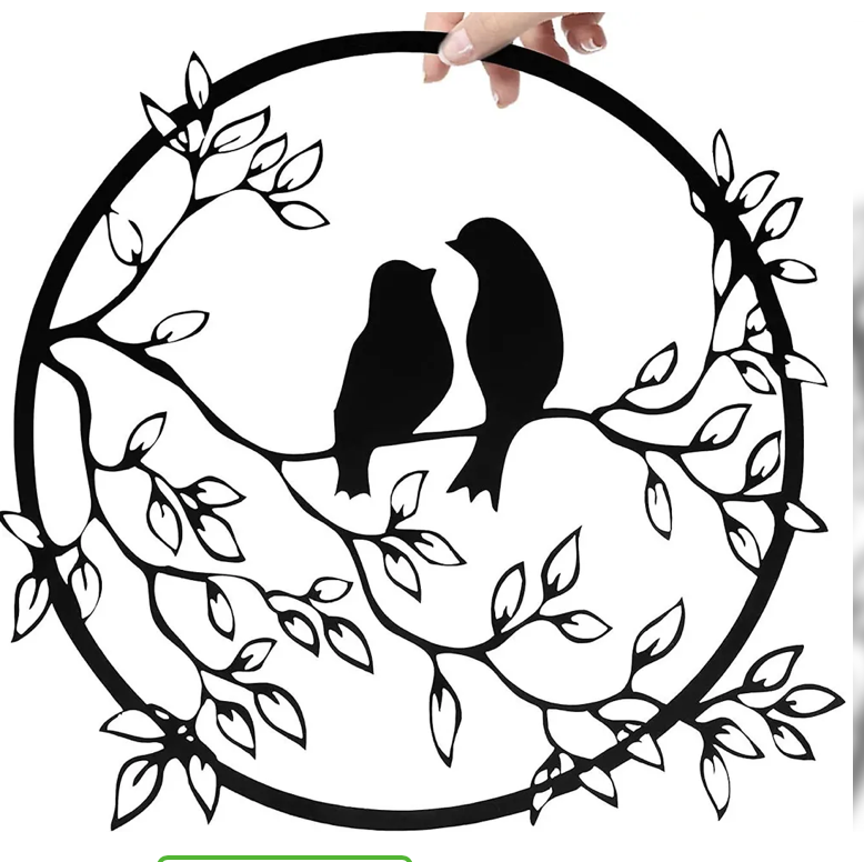 Dekorativ veggpynt med to fugler