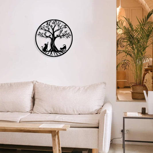 Tree of Life med katter – dekorativ veggornament